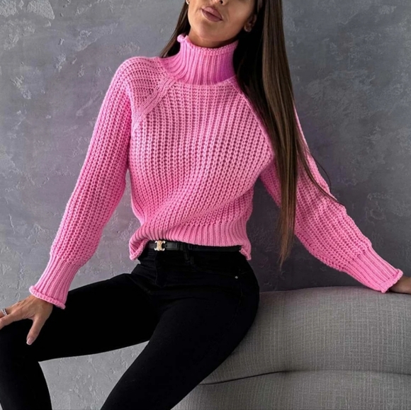 New Listing ❤️‍🔥 Candice High Neck Cropped Kintted Jumper Sweater Top - Picture 3 of 4